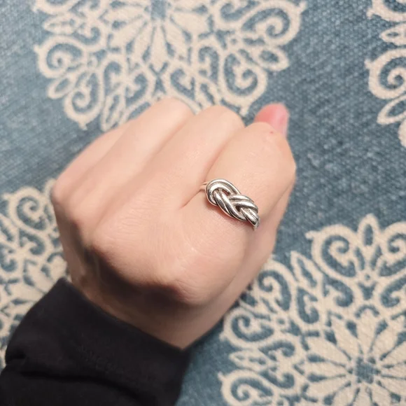 Vintage 925 Sterling Silver Rope Knot Ring, size 8 - Picture 2 of 13